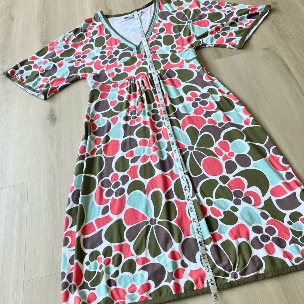 Boden Kimono Sleeve V Neck Midi Dress Abstract Floral size US 4R - Picture 5 of 7